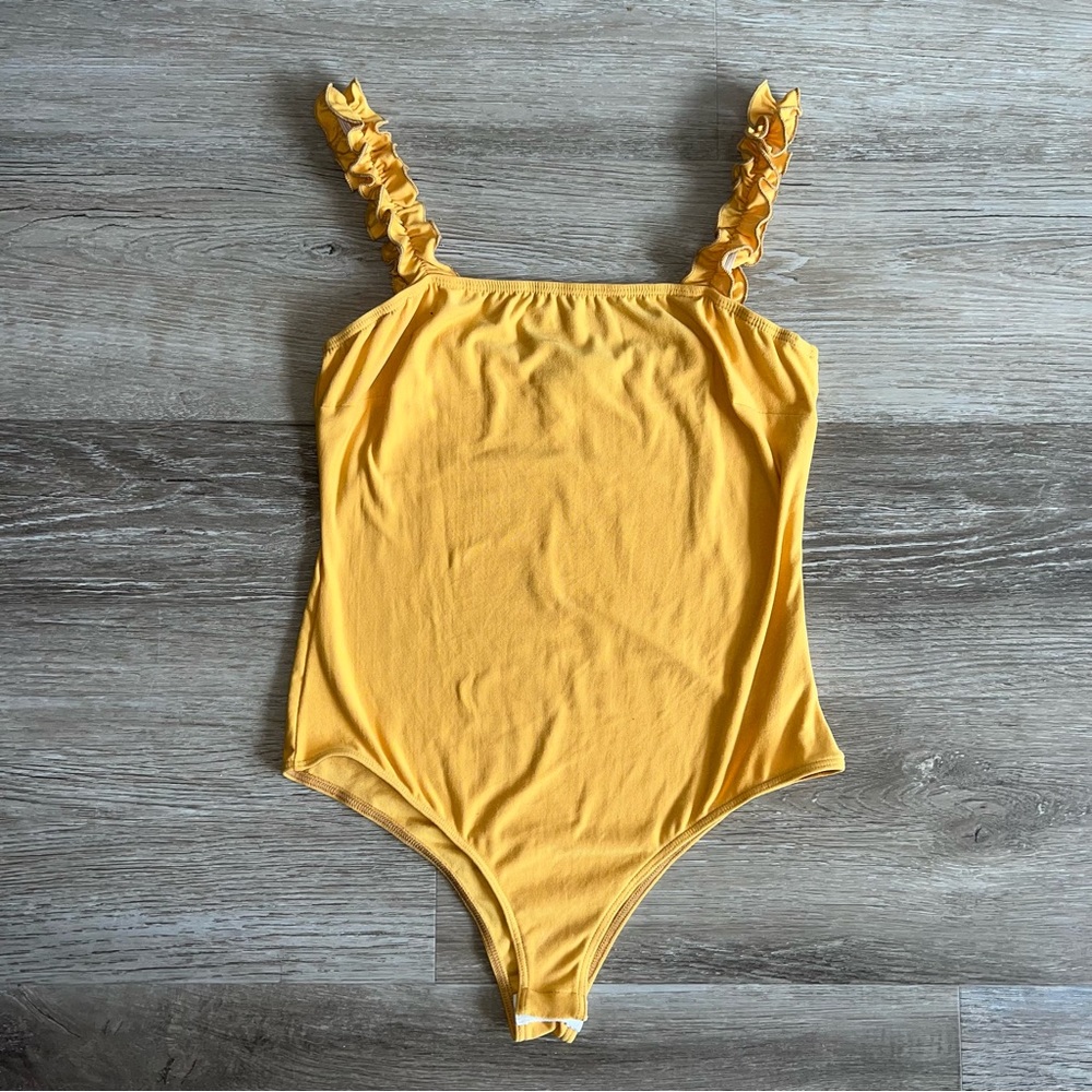 Blue Blush ruffled strap bodysuit
